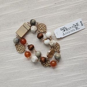 🆕️ NEW DIRECTIONS Goldtone filigree disc & Earthtone beaded Bracelet